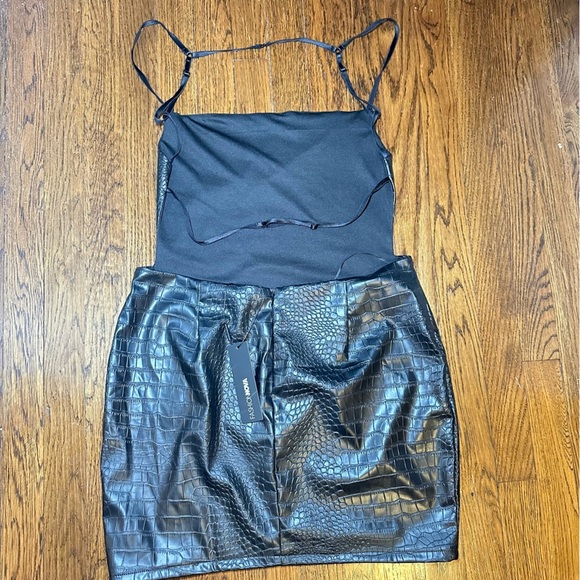 Fashion Nova Black Textured Crocodile Mini Dress - Picture 11 of 11